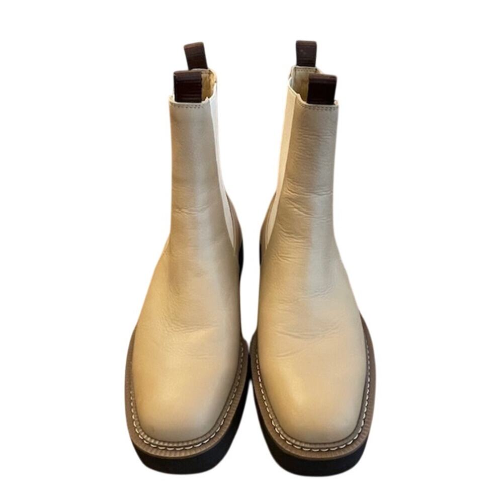 Sam Edelman Cream Leather Heeled Chelsea Boots